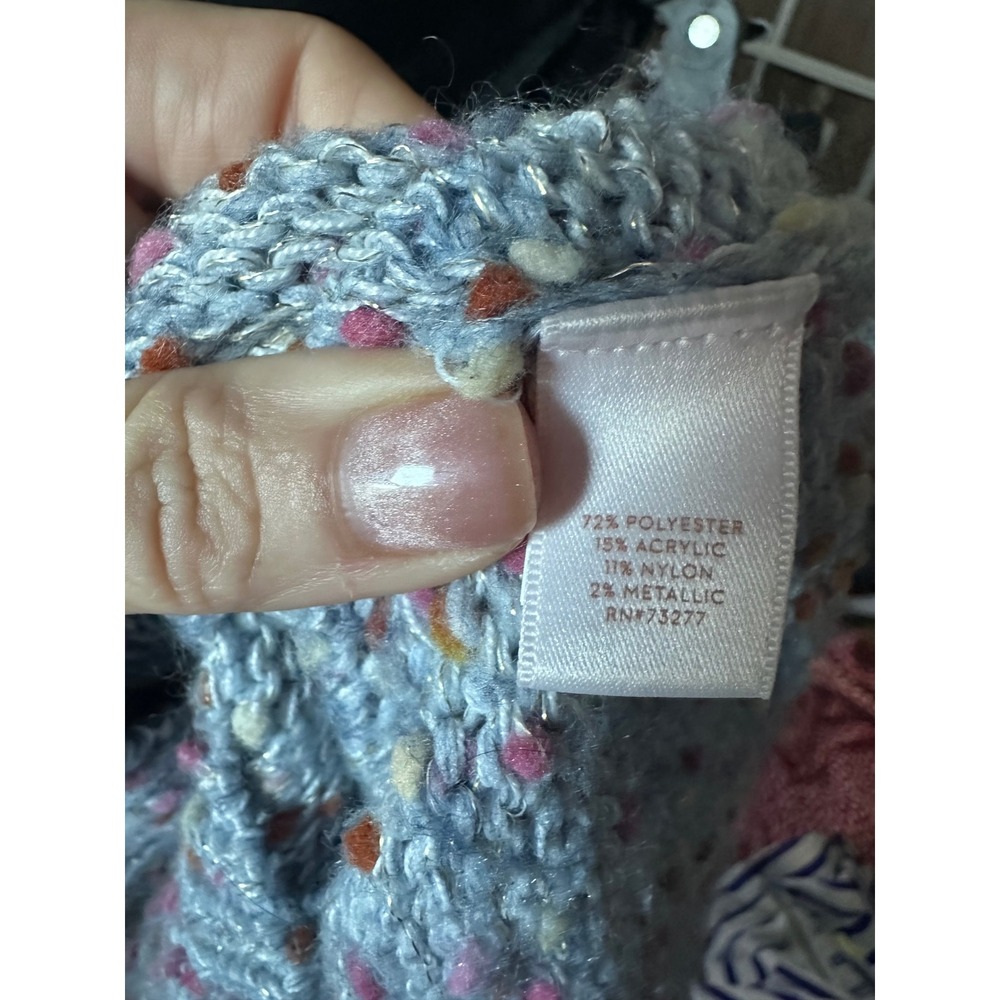 Lauren Conrad LC Speckled Knit Mock Neck Sweater Light Blue Multi Color Size L - Picture 6 of 6